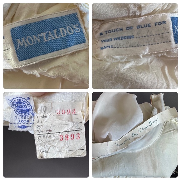 Vintage 70s Montaldos Union Made Wedding Dress Cream Embroidered Flowers - Picture 12 of 15